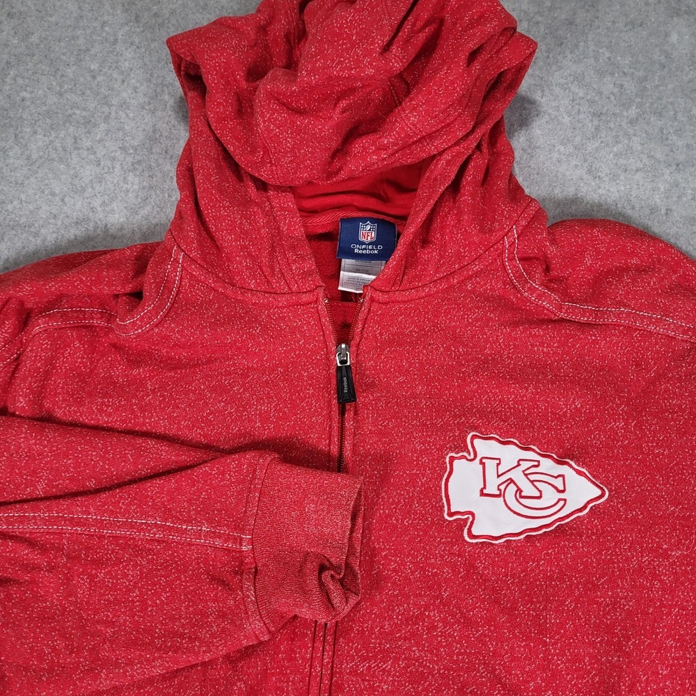 Kansas City Chiefs Reebok OnField Full Zip Hoodie Mens Medium‎ Red Embroidered
